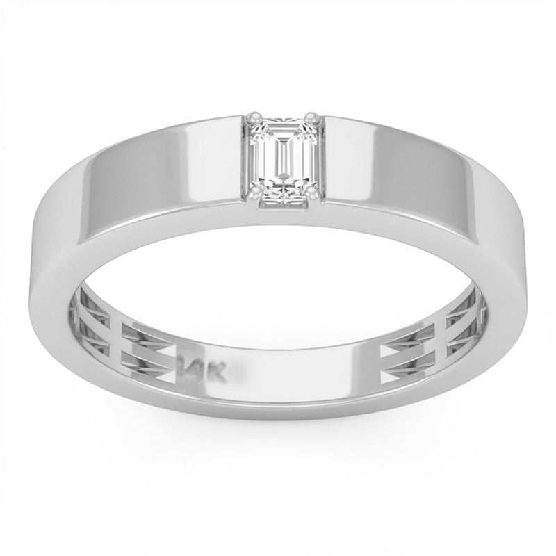 SPECIAL! .33ct G SI 14kt White Gold Emerald Cut Diamond Solitaire Men's Wedding Band Ring Size 10