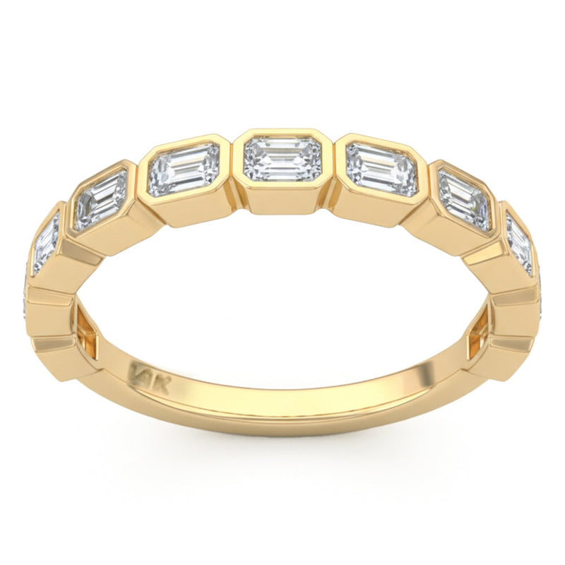 SPECIAL! 1.19ct G SI 14kt Yellow Gold Emerald Cut Diamond Bezel Set Band Ring Size 7