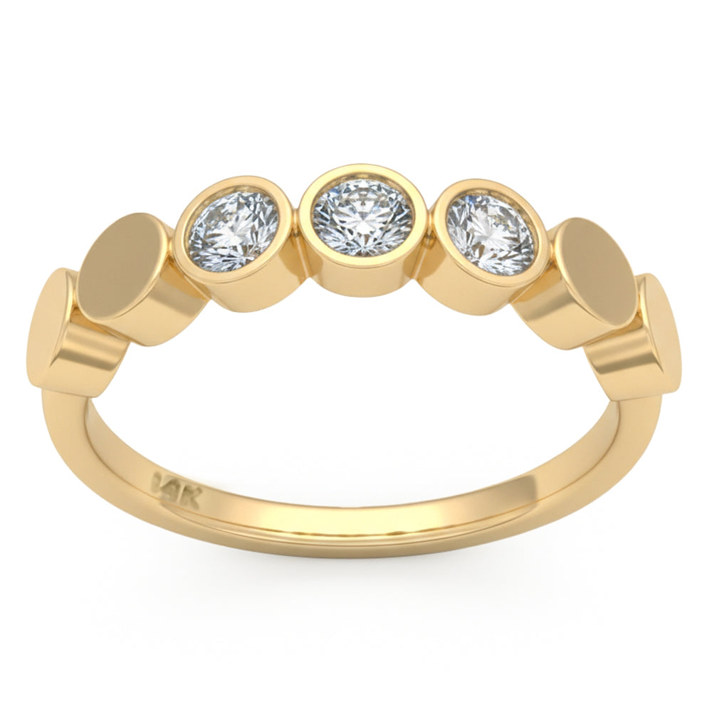 SPECIAL! .30ct G SI 14kt Yellow Gold Round Diamond Bezel Set Band Ring Size 6.5