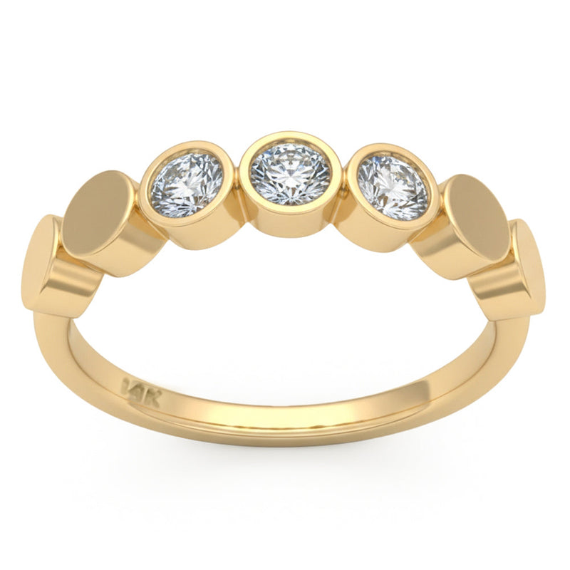 SPECIAL! .30ct G SI 14kt Yellow Gold Round Diamond Bezel Set Band Ring Size 6.5