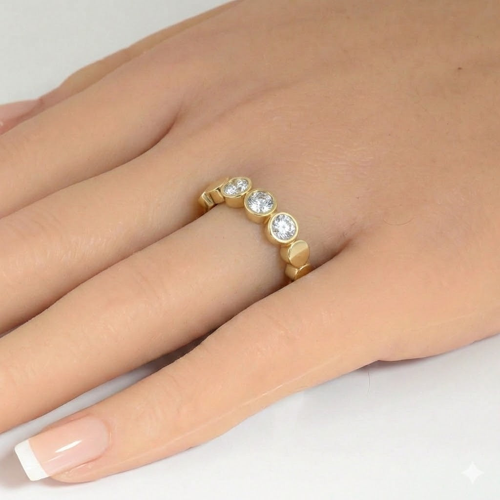 SPECIAL! .30ct G SI 14kt Yellow Gold Round Diamond Bezel Set Band Ring Size 6.5
