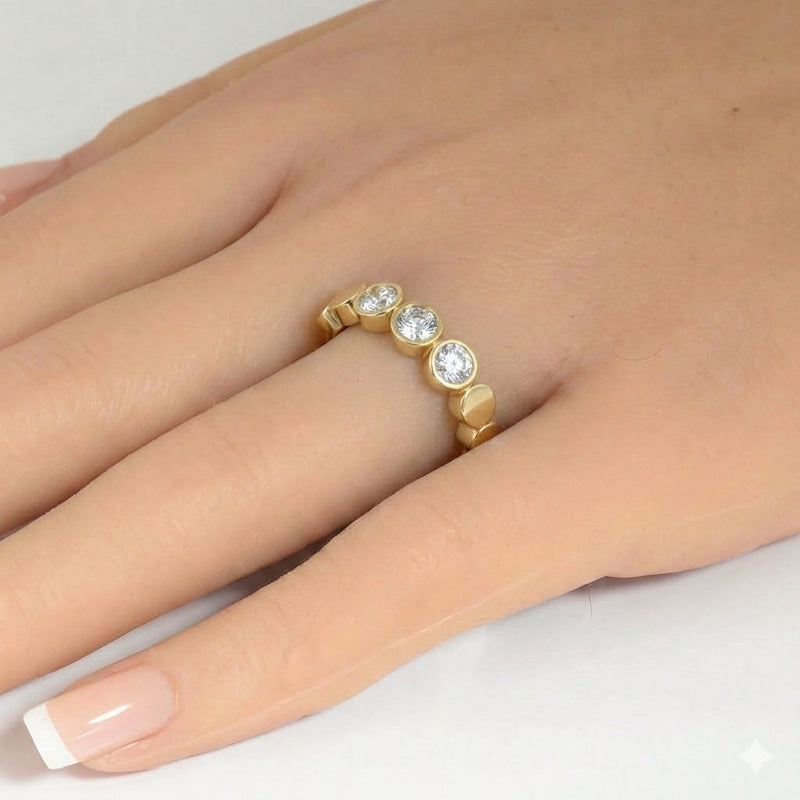 SPECIAL! .30ct G SI 14kt Yellow Gold Round Diamond Bezel Set Band Ring Size 6.5