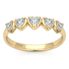 SPECIAL! .47ct G SI 14kt Yellow Gold Heart Diamond 5-Stone Band Ring Size 6.5