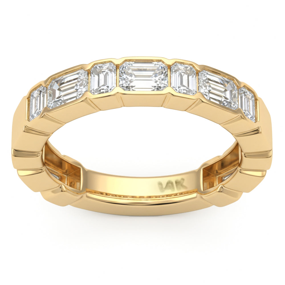 SPECIAL! 1.17ct G SI 14kt Yellow Gold Emerald Cut Diamond Bezel Set Band Ring Size 6.5
