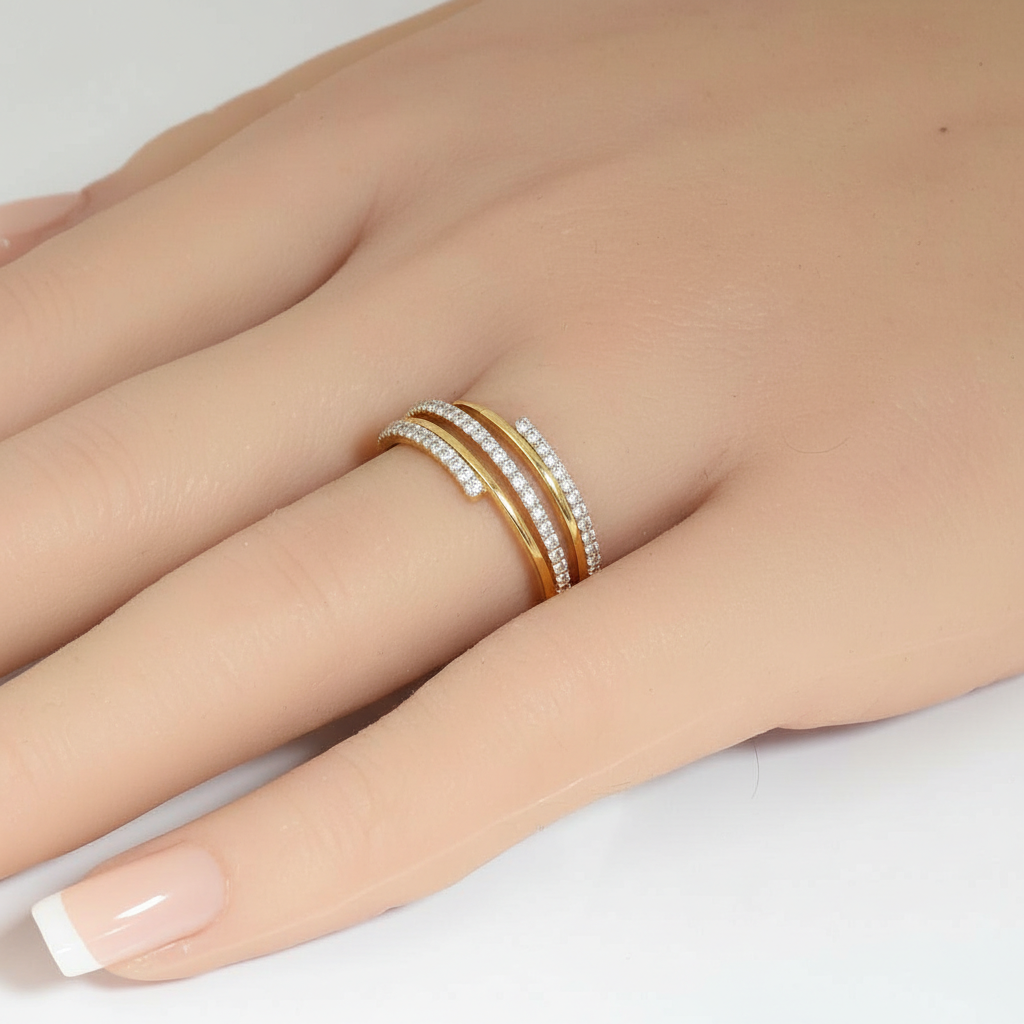 .33ct G SI 14kt Yellow Gold Diamond Wrap Around Ring Size 6.5