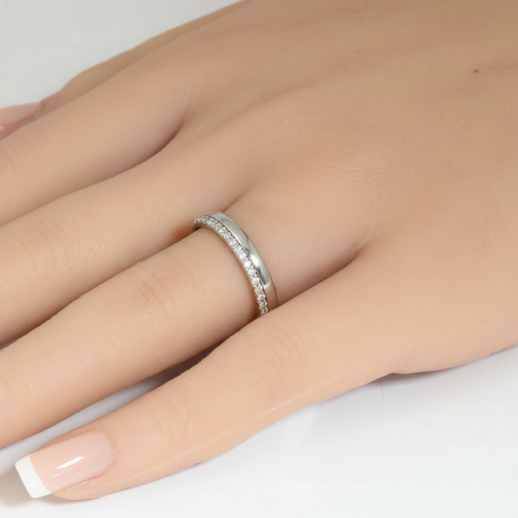 .16ct G SI 14kt White Gold Round Diamond Band Ring Size 6.5