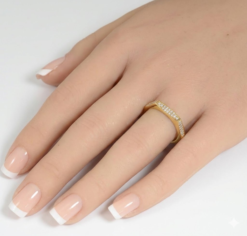 .19ct G SI 14kt Yellow Gold Diamond Modern Band Ring Size 6.5