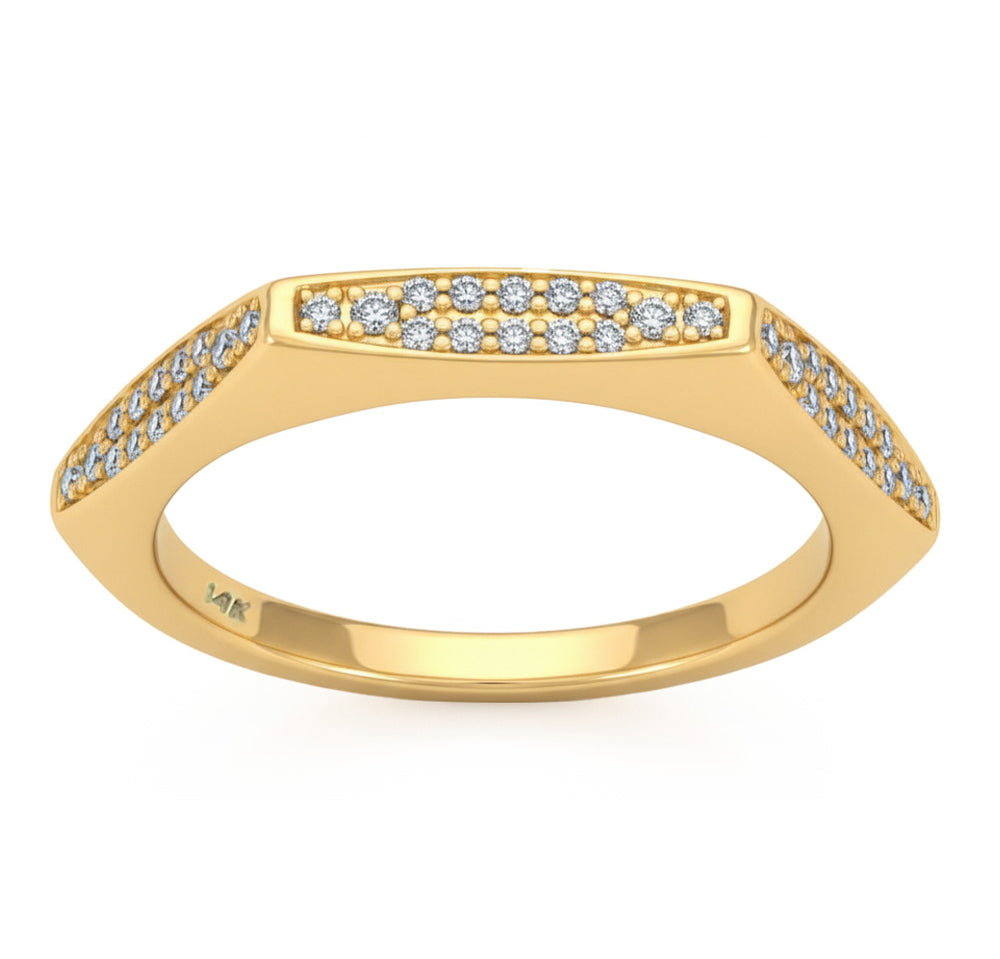 .19ct G SI 14kt Yellow Gold Diamond Modern Band Ring Size 6.5