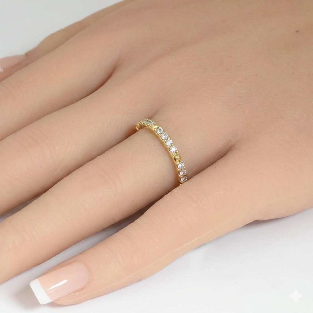.16ct G SI 14kt Yellow Gold Round Diamond Band Ring Size 6.5