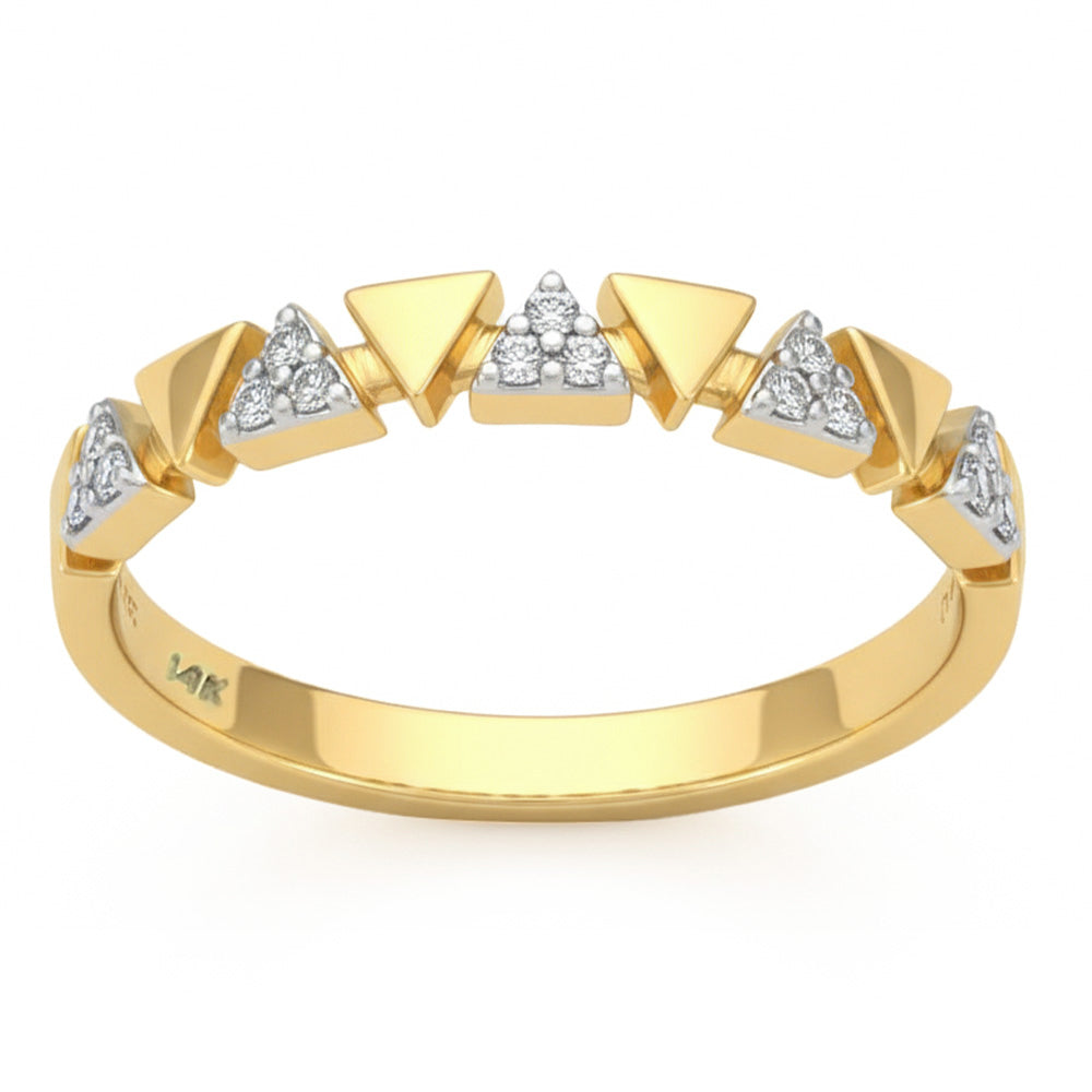 .09ct G SI 14kt Yellow Gold Triangle Shape Diamond Band Ring Size 6.5