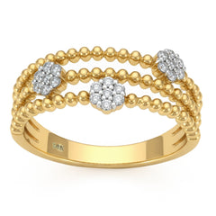 .17ct G SI 14kt Yellow Gold Diamond Multi Bead Band Ring Size 6.5