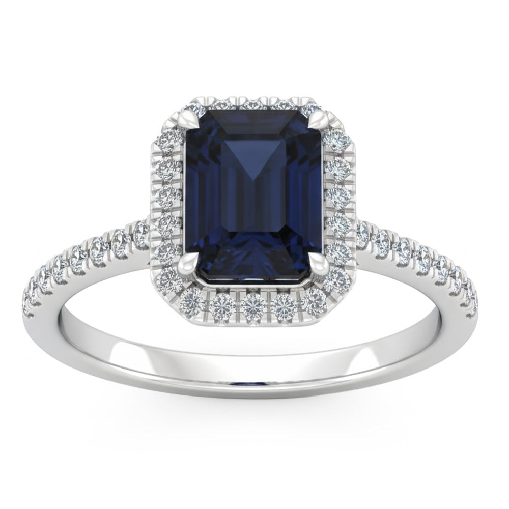 2.55ct G SI 14kt White Gold Diamond & Blue Sapphire Gemstone Ring Size 6.5