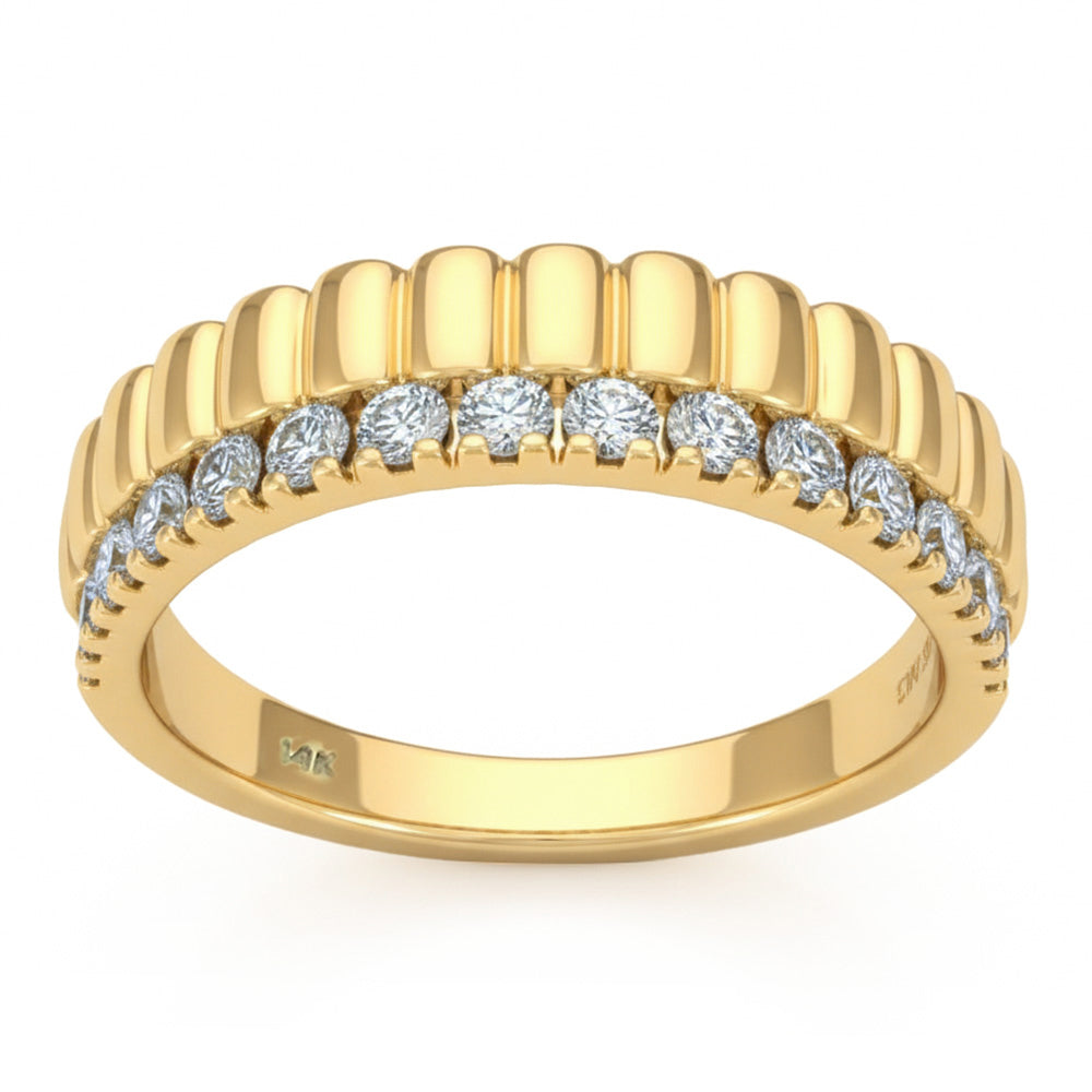 .51ct G SI 14kt Yellow Gold Fluted Diamond Band Ring Size 6.5