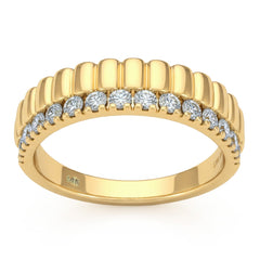 .51ct G SI 14kt Yellow Gold Fluted Diamond Band Ring Size 6.5
