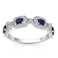 .96ct G SI 14kt White Gold Diamond & Blue Sapphire Gemstone Ring Size 6.5
