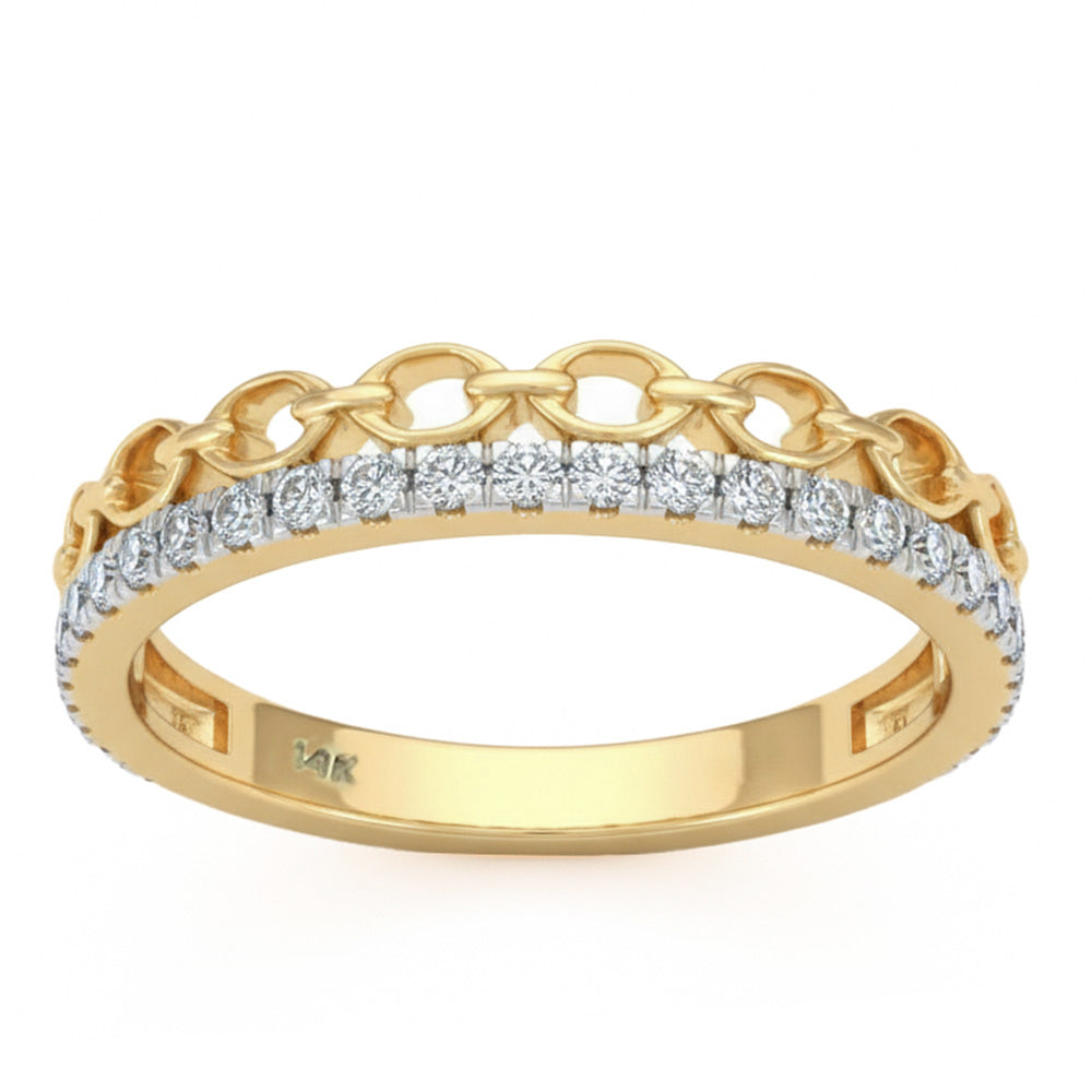 .24ct G SI 14kt Yellow Gold Round Link Diamond Band Ring Size 6.5