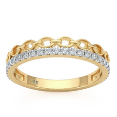 .24ct G SI 14kt Yellow Gold Round Link Diamond Band Ring Size 6.5