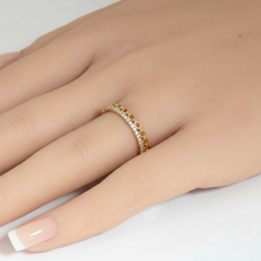 .24ct G SI 14kt Yellow Gold Round Link Diamond Band Ring Size 6.5