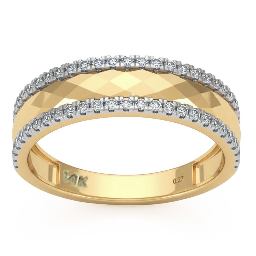 .27ct G SI 14kt Yellow Gold Diamond Cut Modern Band Ring Size 6.5