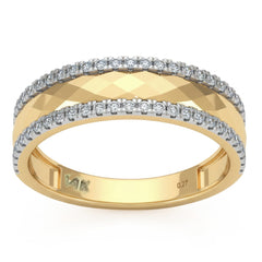 .27ct G SI 14kt Yellow Gold Diamond Cut Modern Band Ring Size 6.5