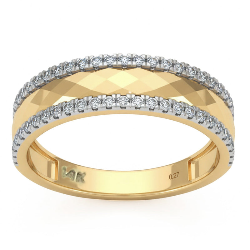 .27ct G SI 14kt Yellow Gold Diamond Cut Modern Band Ring Size 6.5