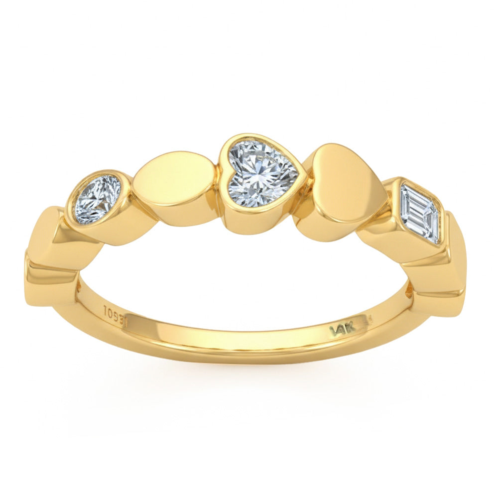 .54ct G SI 14kt Yellow Gold Multi Shape Diamond Bezel Set Ring Size 6.5
