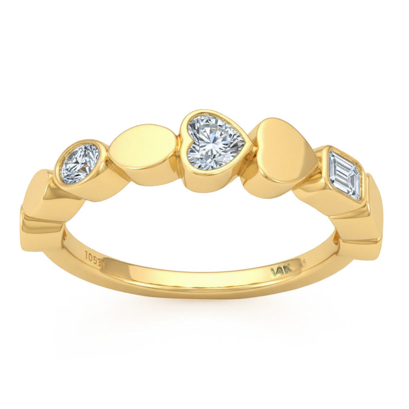 .54ct G SI 14kt Yellow Gold Multi Shape Diamond Bezel Set Ring Size 6.5