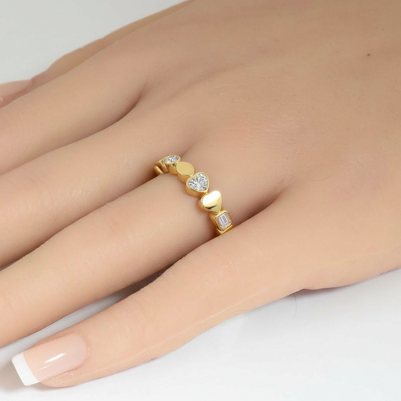 .54ct G SI 14kt Yellow Gold Multi Shape Diamond Bezel Set Ring Size 6.5