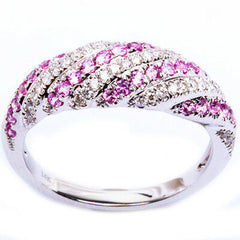 GEMSTONE CLOSEOUT!  .59ct 14kt White Gold Pink Sapphire & Diamond Fine Gemstone Band Ring