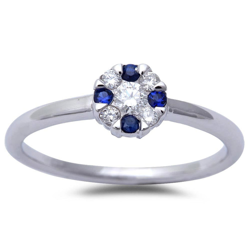 GEMSTONE CLOSEOUT!  White Gold Blue Sapphire & Diamond Solitaire Engagement Promise Ring Size 6.5