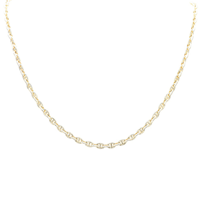 SPECIAL! 3.18ct G SI 14K Yellow Gold Diamond Mariner Link Chain Necklace 20" Long
