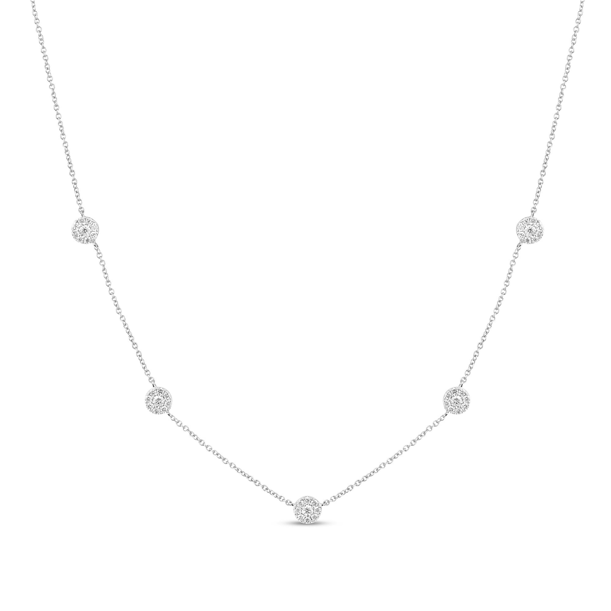 SPECIAL! .43ct G SI 14K White Gold Diamond Round Shaped Diamond by The Yard Pendant Necklace 16+2"