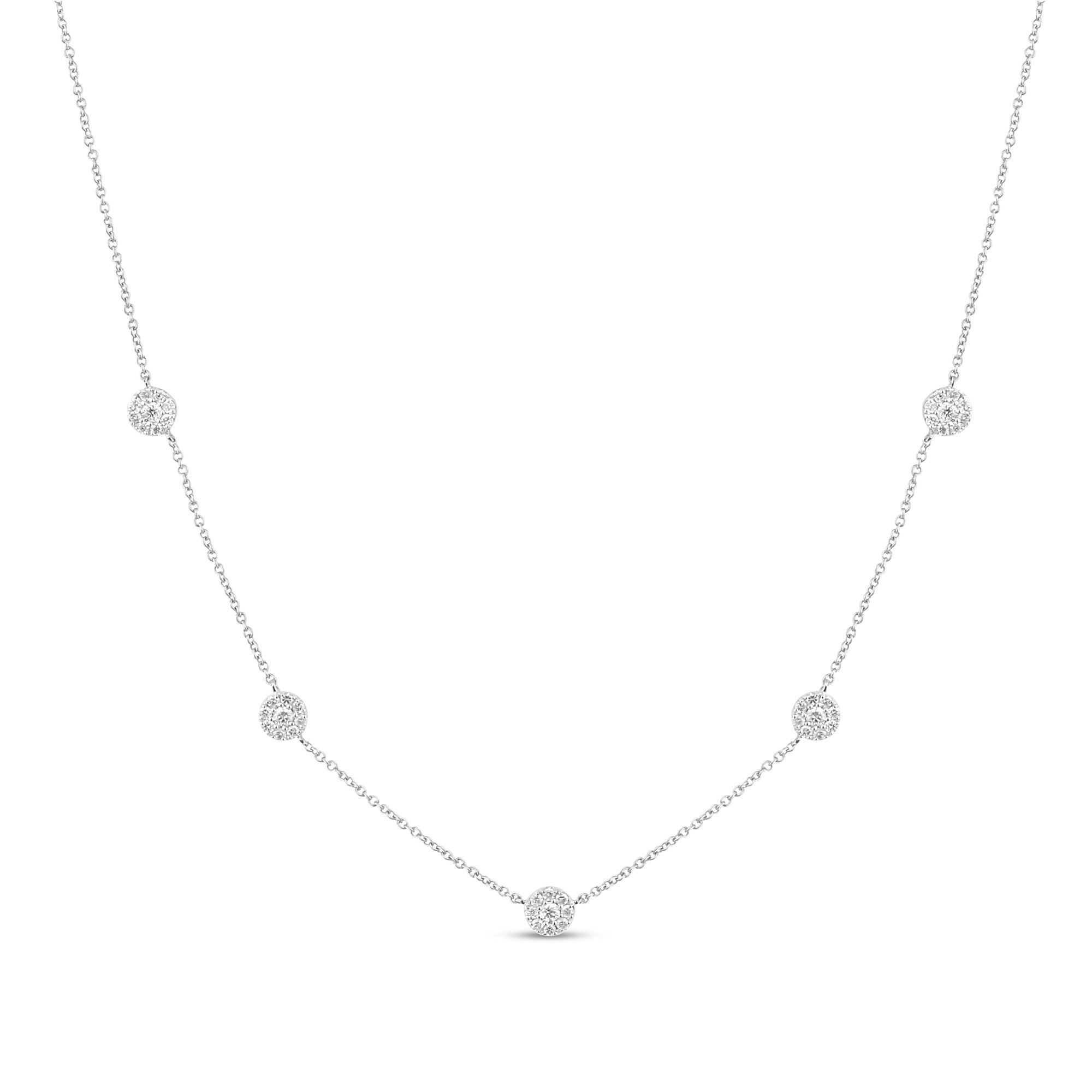 SPECIAL! .43ct G SI 14K White Gold Diamond Round Shaped Diamond by The Yard Pendant Necklace 16+2"