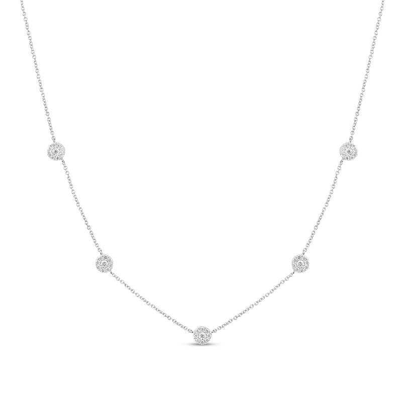SPECIAL! .43ct G SI 14K White Gold Diamond Round Shaped Diamond by The Yard Pendant Necklace 16+2"
