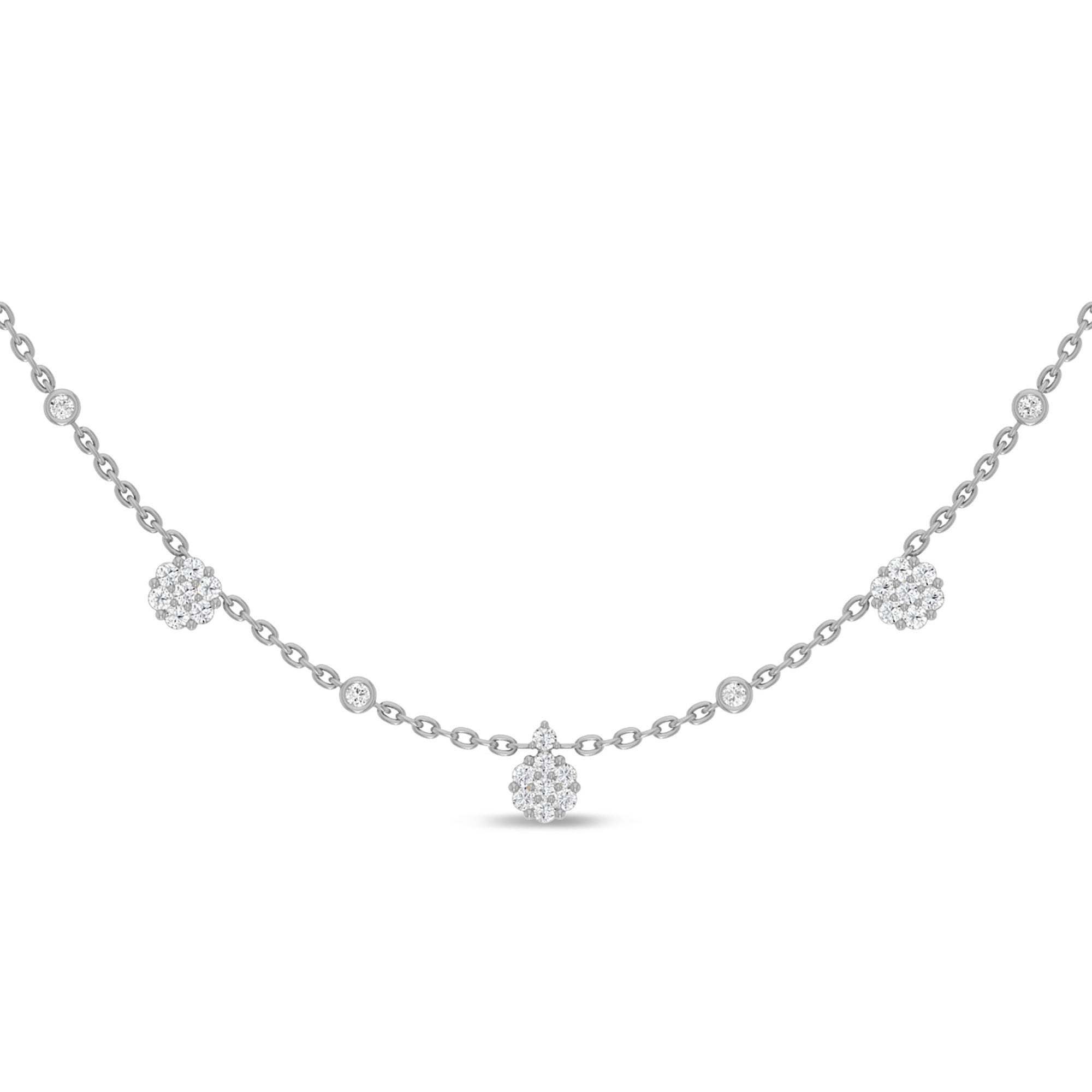 SPECIAL!.67ct G SI 14K White Gold Diamond Flower Pendant Necklace 16+2" Ext Long