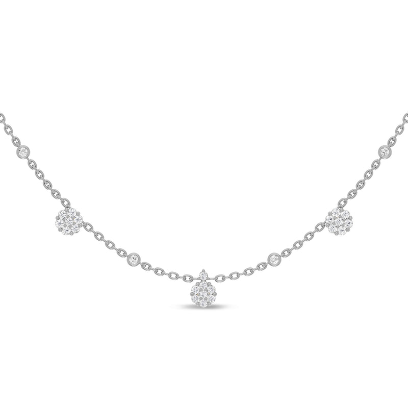 SPECIAL!.67ct G SI 14K White Gold Diamond Flower Pendant Necklace 16+2" Ext Long