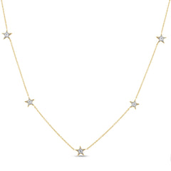 DIAMOND CLOSEOUT!  .21ct G SI 14K Yellow Gold Diamond Star Shaped By the Yard Chain Pendant Necklace 18"