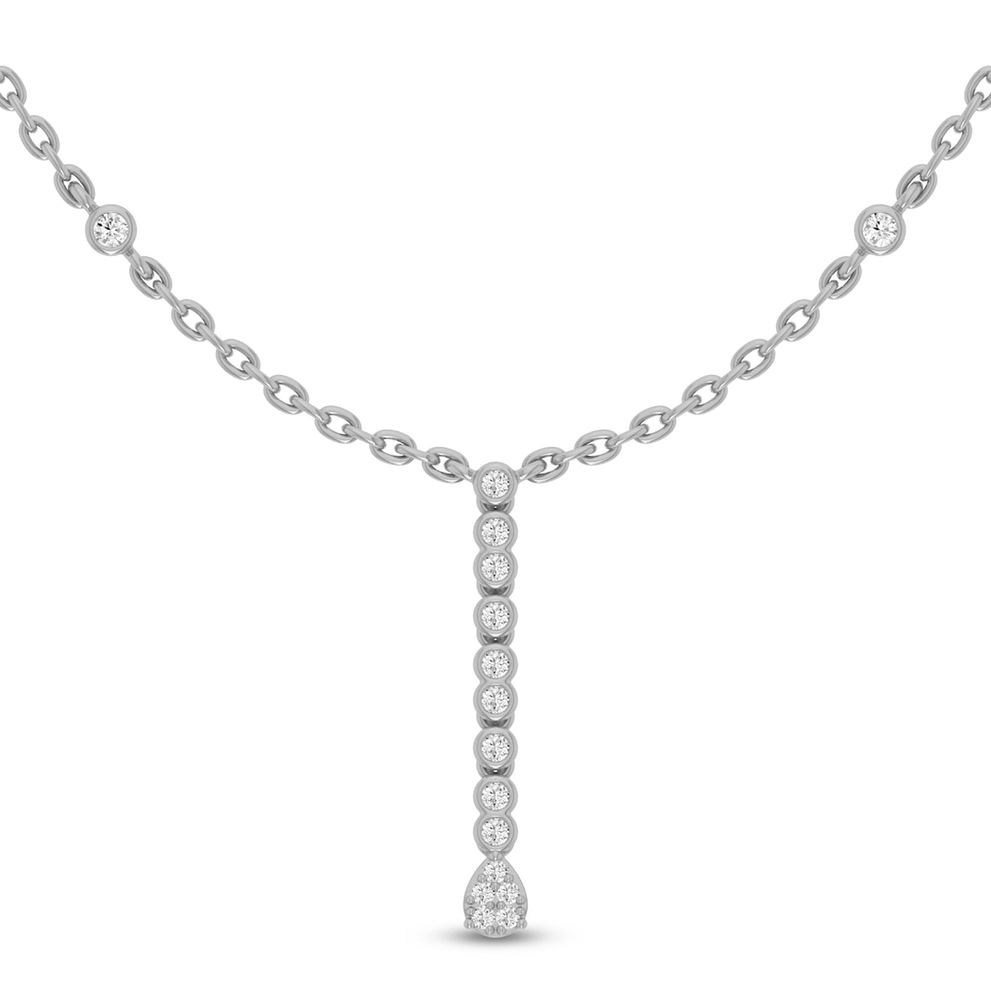 SPECIAL! .21ct G SI 14K White Gold Diamond Dangling Pendant Necklace 16" +2" EXT