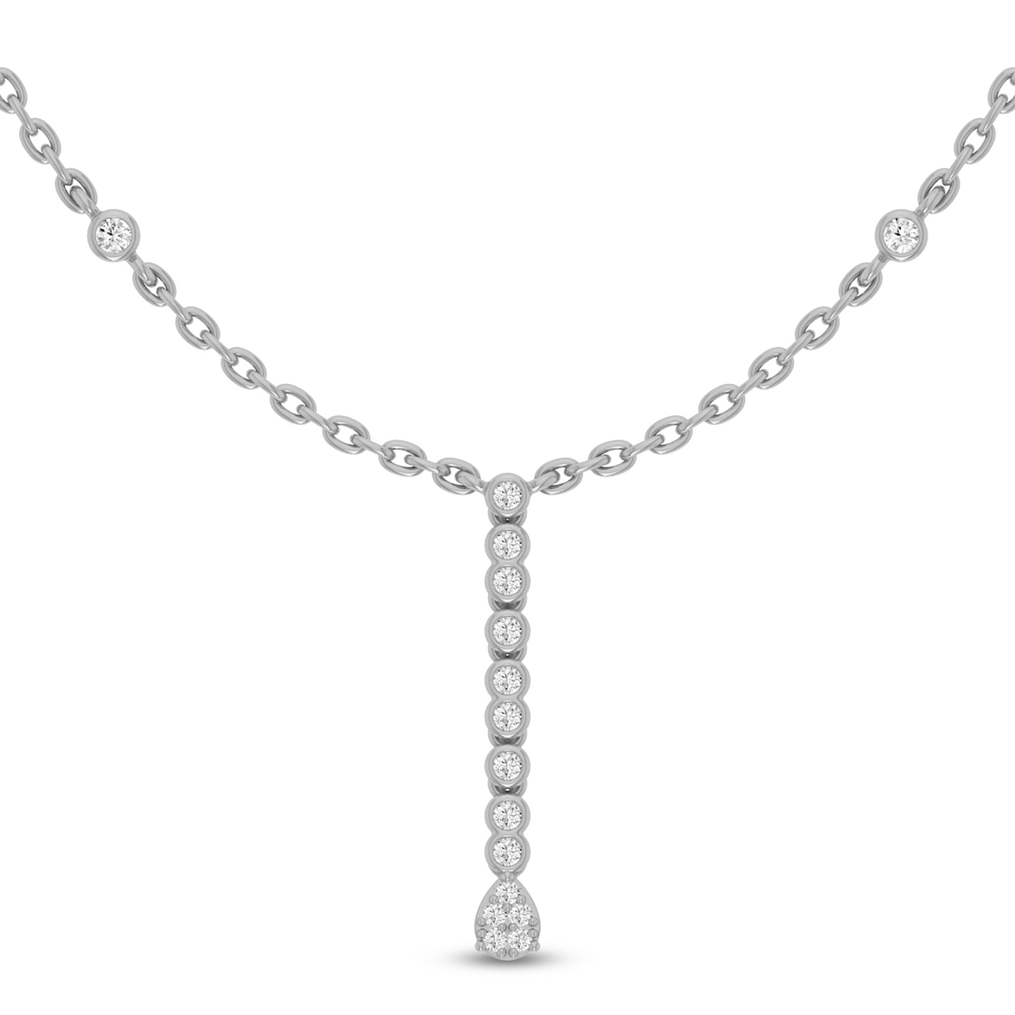 SPECIAL! .21ct G SI 14K White Gold Diamond Dangling Pendant Necklace 16" +2" EXT