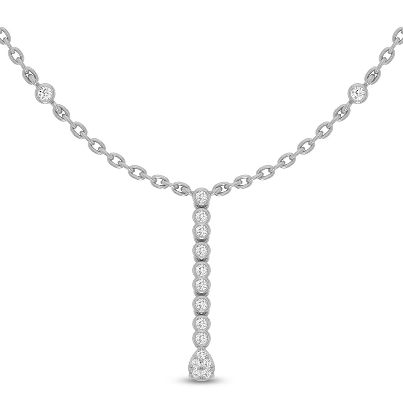 SPECIAL! .21ct G SI 14K White Gold Diamond Dangling Pendant Necklace 16" +2" EXT