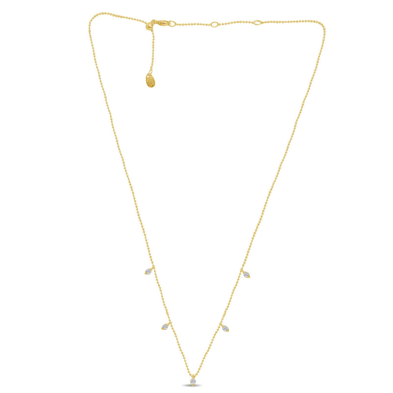SPECIAL! .24ct G SI 14K Yellow Gold Diamond Bead Style Drop Pendant Necklace