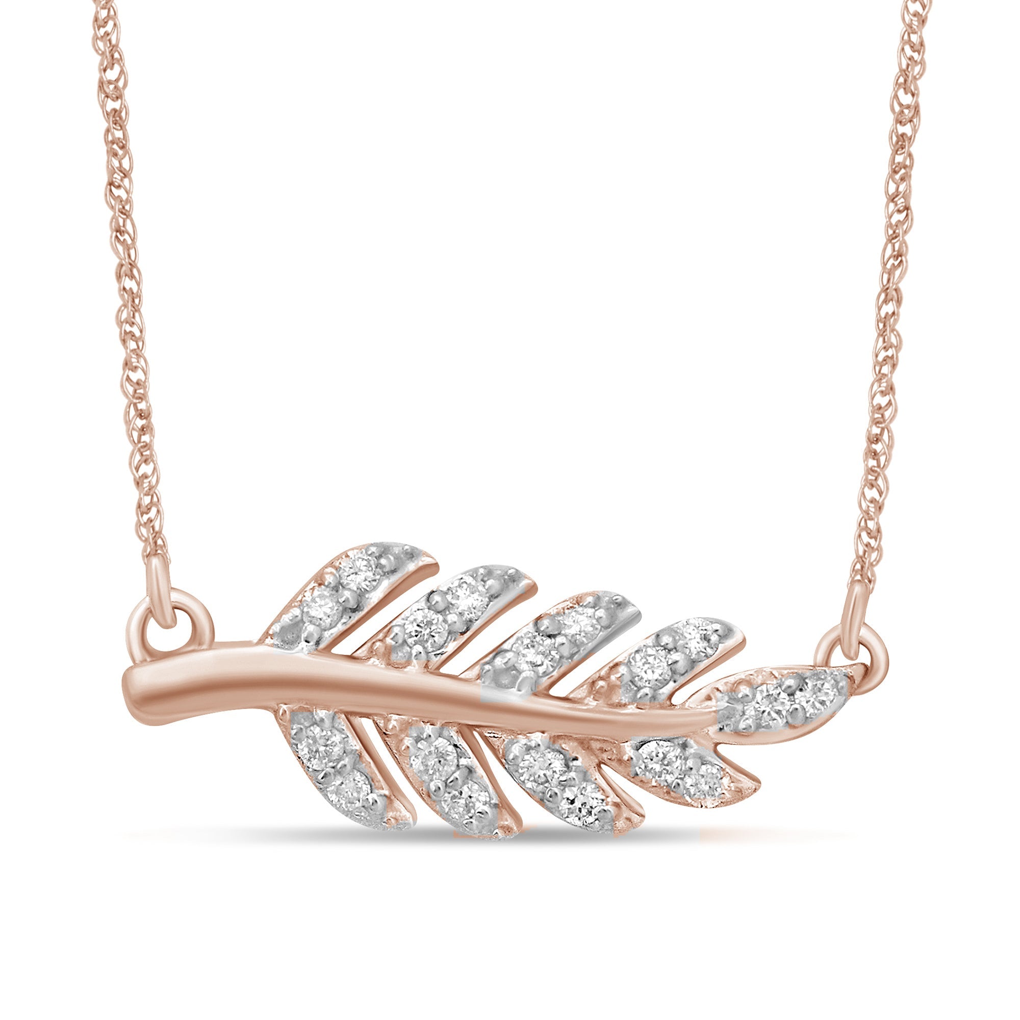 DIAMOND CLOSEOUT! .10ct G SI 14kt Rose Gold Diamond Olive Branch Pendant Necklace 18" Chain