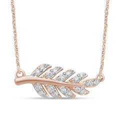 DIAMOND CLOSEOUT! .10ct G SI 14kt Rose Gold Diamond Olive Branch Pendant Necklace 18" Chain