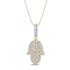 SPECIAL! .19ct G SI 14K Yellow Gold Diamond Hamsa Pendant Necklace 18" Long