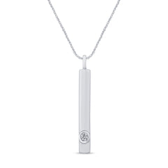 SPECIAL! .02ct G SI 14K White Gold Diamond Bar Pendant Necklace 18"