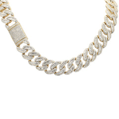 SPECIAL!7MM 9.04ct G SI 14K Yellow Gold Round & Baguette Diamond Cuban Necklace 22" Long