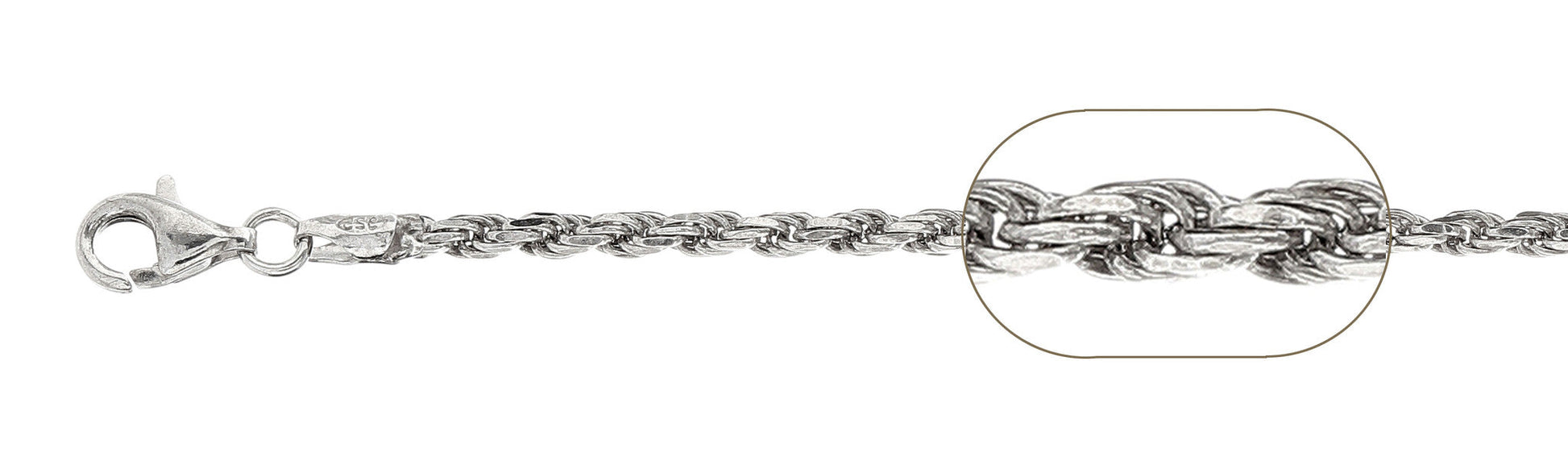 060-3MM Rope Chain .925  Solid Sterling Silver Sizes 7-30" NEW