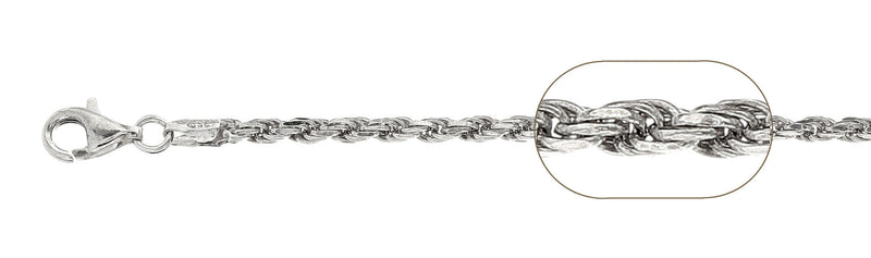 060-3MM Rope Chain .925  Solid Sterling Silver Sizes 7-30" NEW