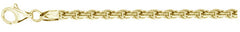 CLOSEOUT 20% OFF!  070-3.5MM Yellow Gold Plated Rope Chain .925 Solid Sterling Silver Sizes 8-28" NEW