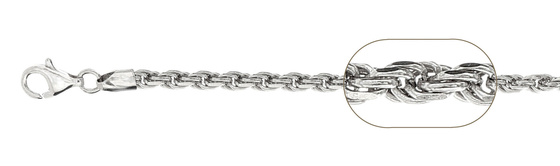 070-3.5MM Rope Chain .925  Solid Sterling Silver Sizes 16-30" NEW